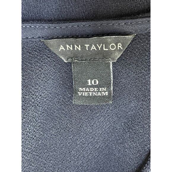 Ann Taylor Women's 10 Black Dress Polyester Sheath Twisted Wrap Knotted Cocktail - Picture 3 of 9